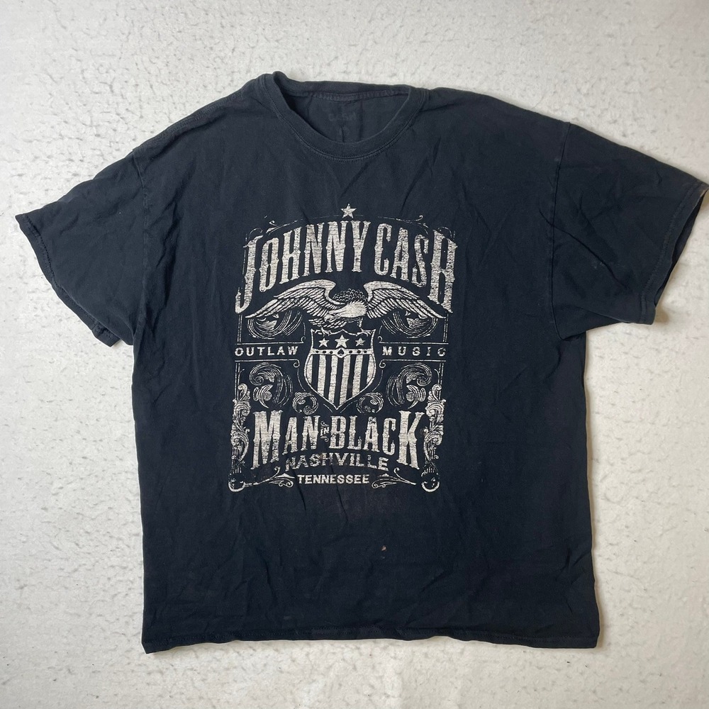 Johnny Cash Graphic Tee Mens XL Black Man In Black Nashville Tennessee Outlaw